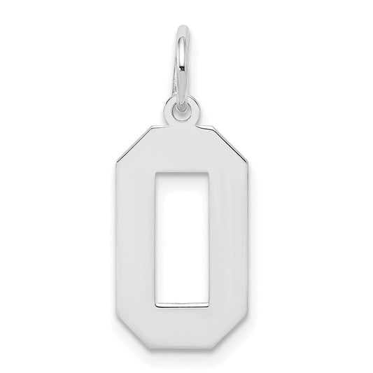 Sterling Silver/Rhodium-plated Polished Number 0 Charm