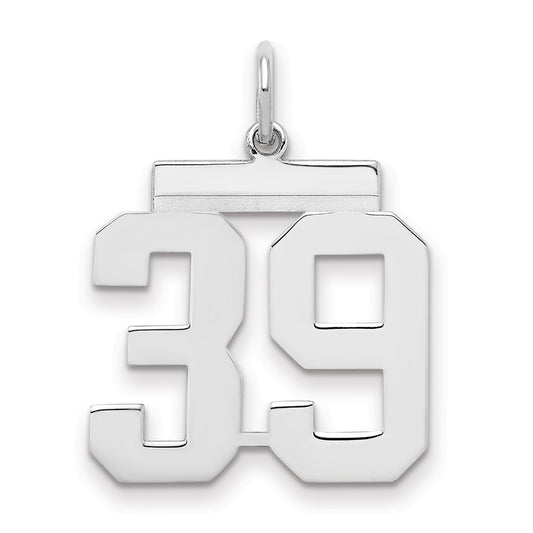 Sterling/Silver Rhodium-plated Polished Number 39 Charm