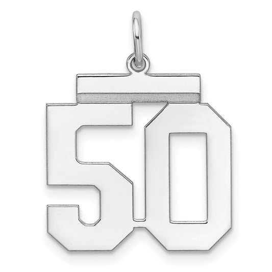 Sterling/Silver Rhodium-plated Polished Number 50 Charm