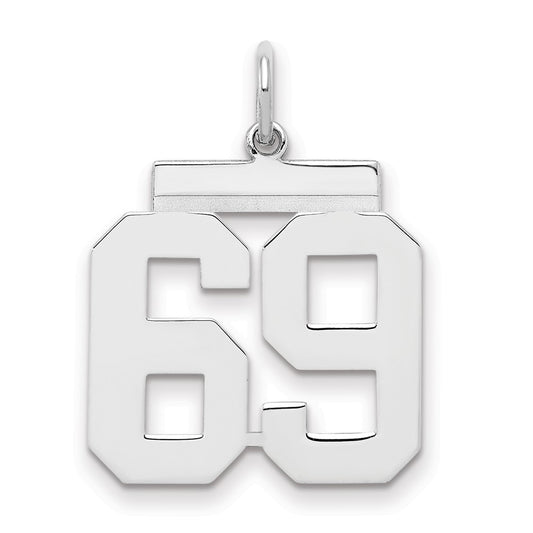 Sterling/Silver Rhodium-plated Polished Number 69 Charm