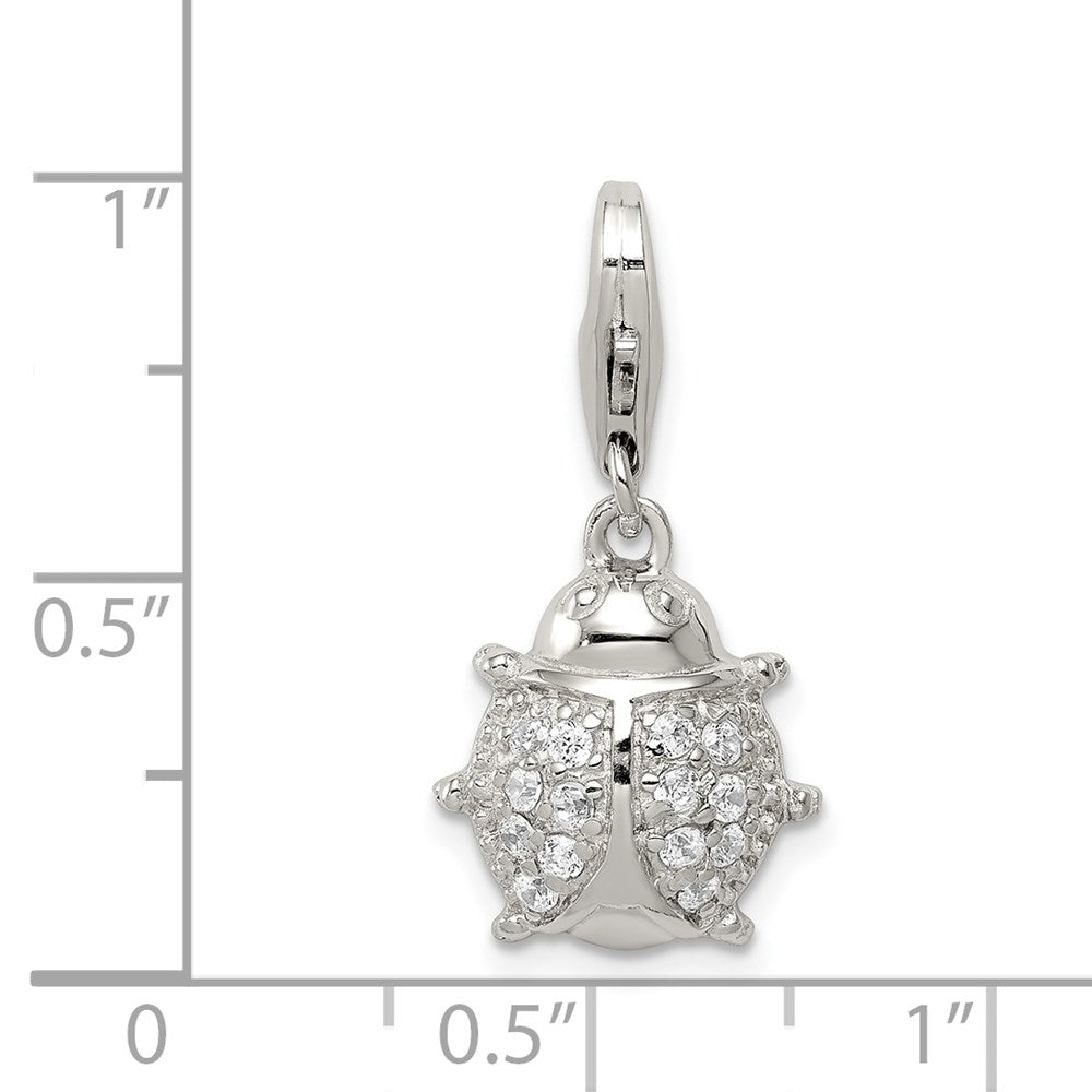 Sterling Silver Rhodium-plated CZ Bug Charm