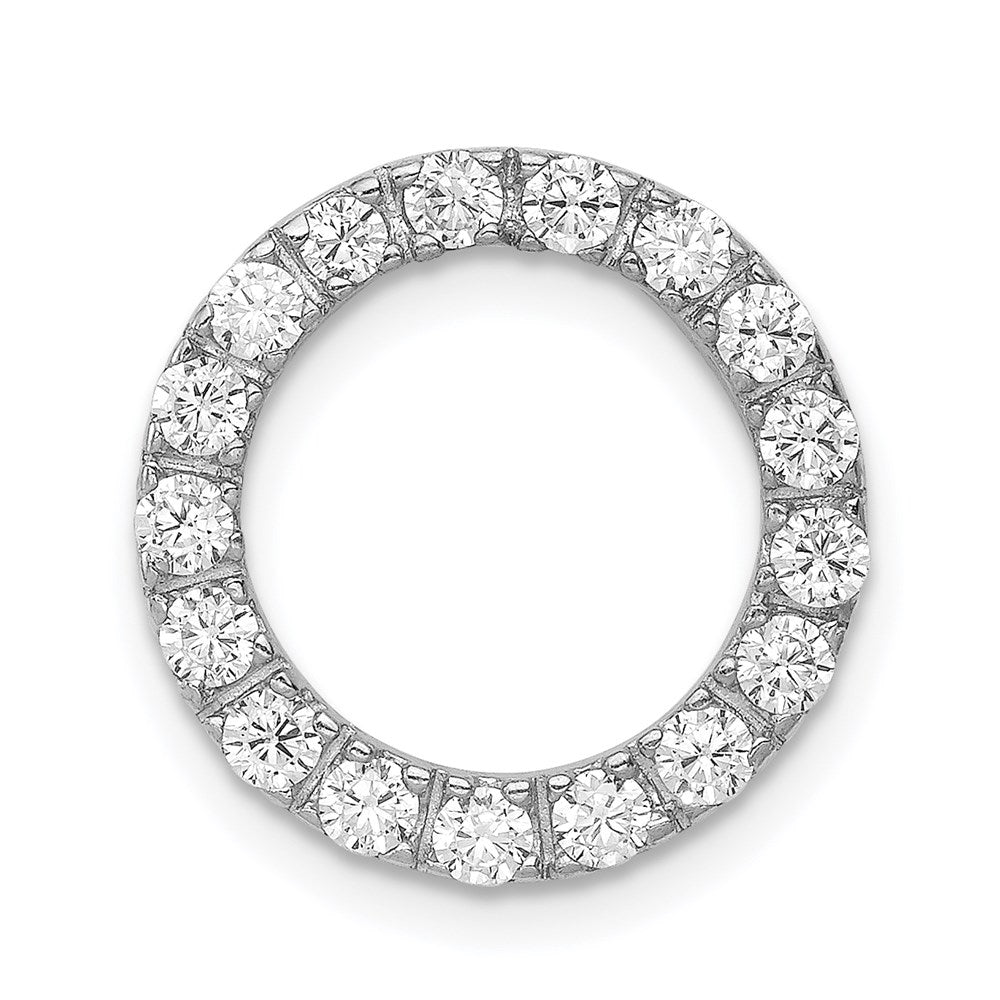 Sterling Silver Rhodium-platedCZ Chain Slide Pendant