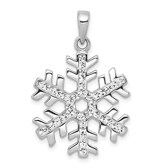 Sterling Silver Rhodium Plated Stellux Crystal Snowflake Pendant