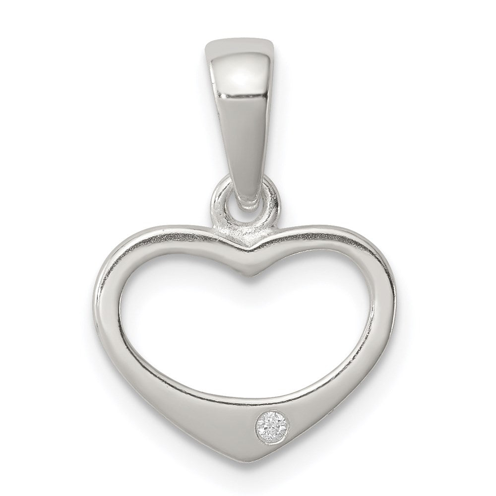 Sterling Silver CZ Heart Pendant