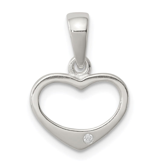 Sterling Silver CZ Heart Pendant