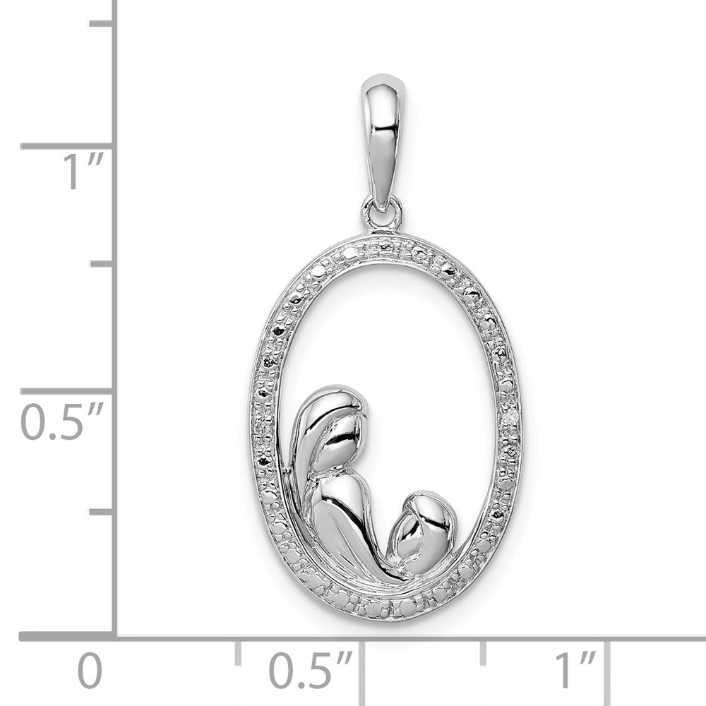 Sterling Silver Rhodium Plated Diamond Mother and Pendant
