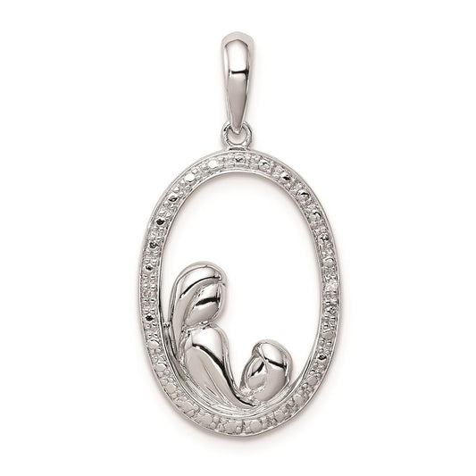 Sterling Silver Rhodium Plated Diamond Mother and Pendant