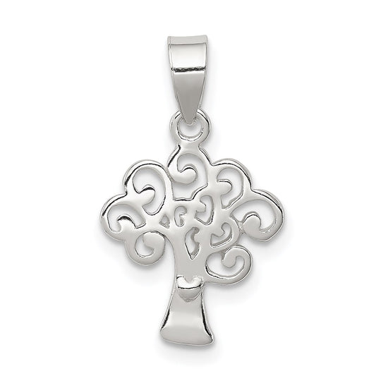 Sterling Silver Polished Tree Pendant