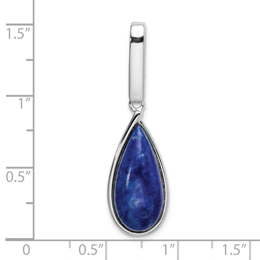 Sterling Silver Rhodium-plated Natural Lapis Teardrop Pendant