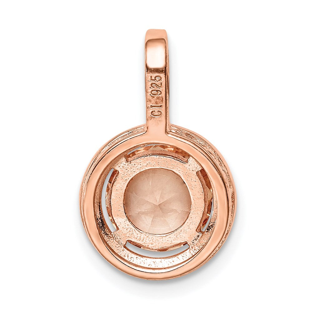Sterling Silver Rose-tone / CZ Round Halo Pendant