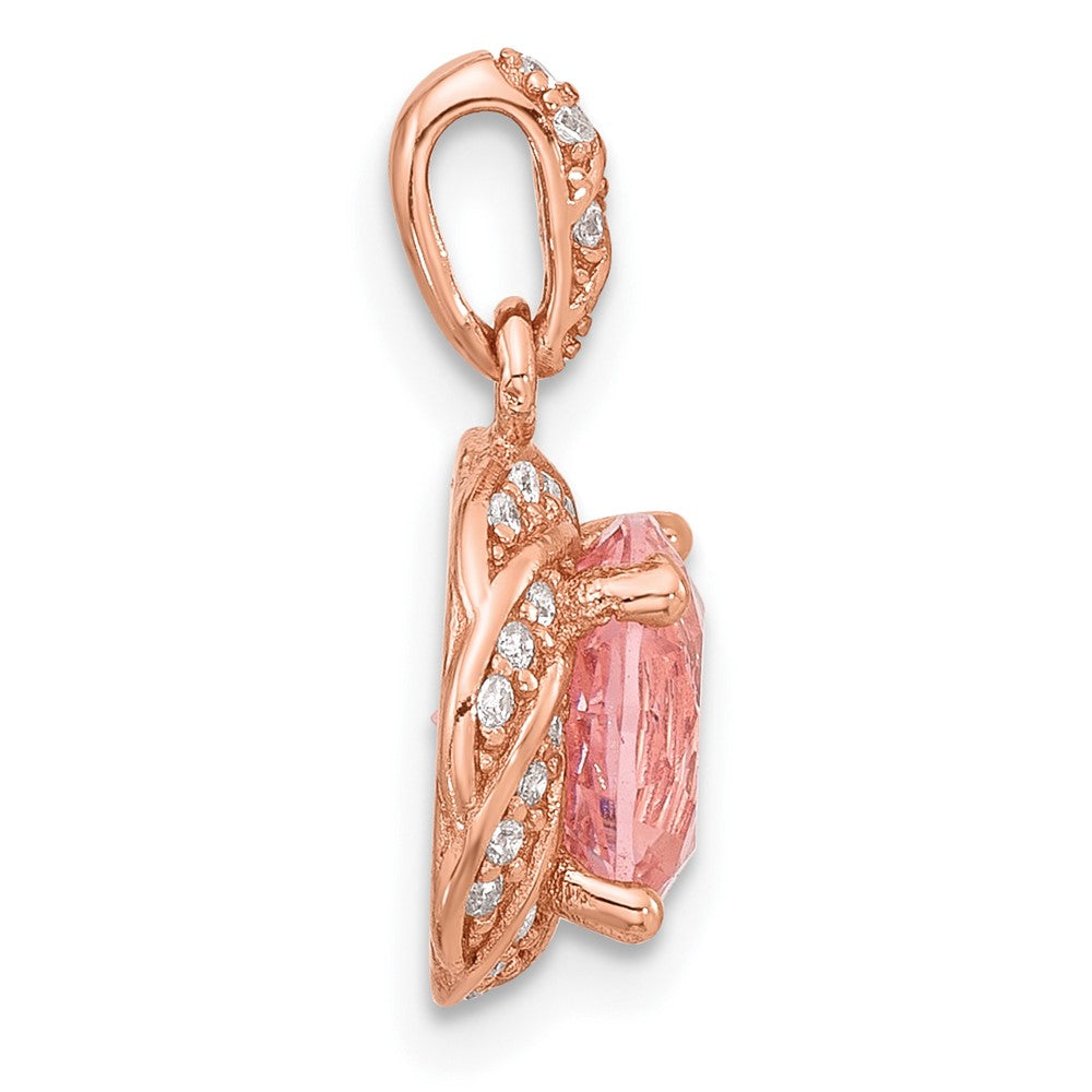 Sterling Silver Rose-tone Crystal Pendant