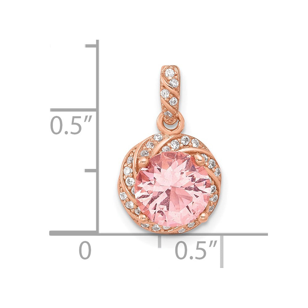 Sterling Silver Rose-tone Crystal Pendant