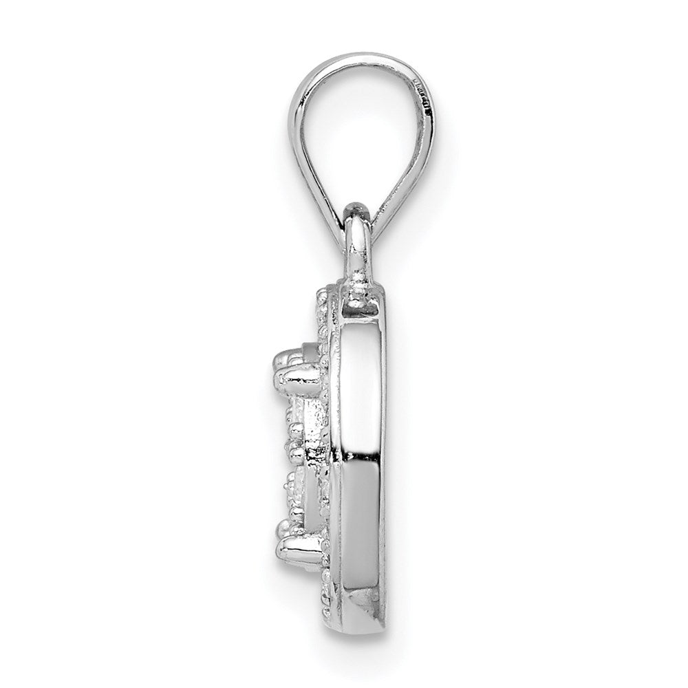 Sterling Silver Rhodium-plated Pave CZ Circles Pendant