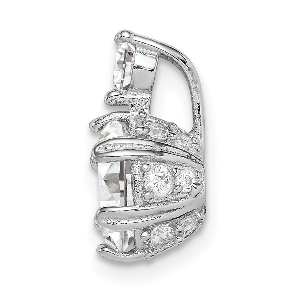 Sterling Silver Rhodium-plated Polished 8mm Round CZ Chain Slide