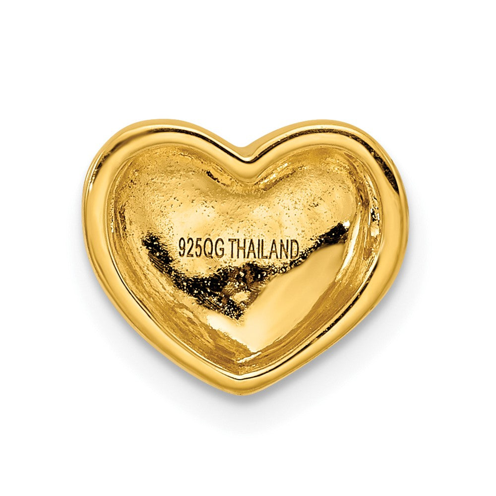 Sterling Silver Gold-plated Scratch Finish Heart Chain Slide
