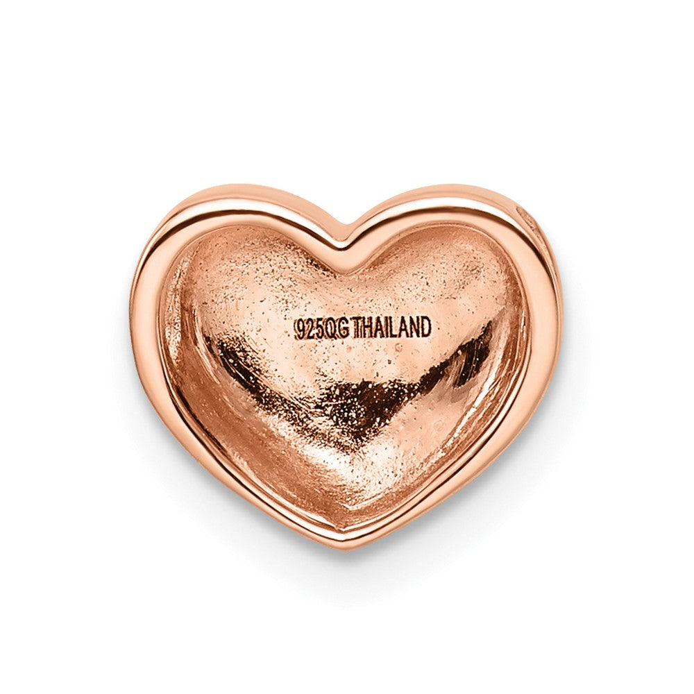 Sterling Silver Rose Gold-plated Scratch Finish Heart Chain Slide