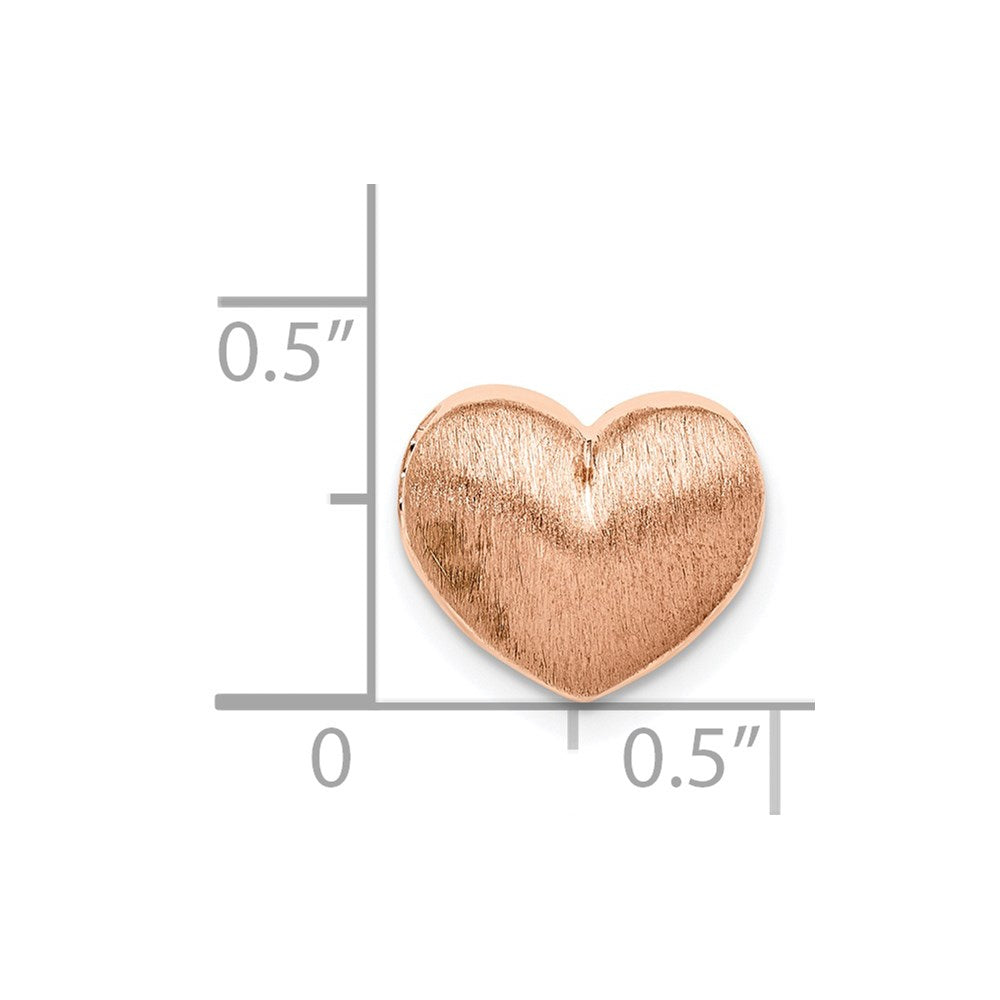 Sterling Silver Rose Gold-plated Scratch Finish Heart Chain Slide