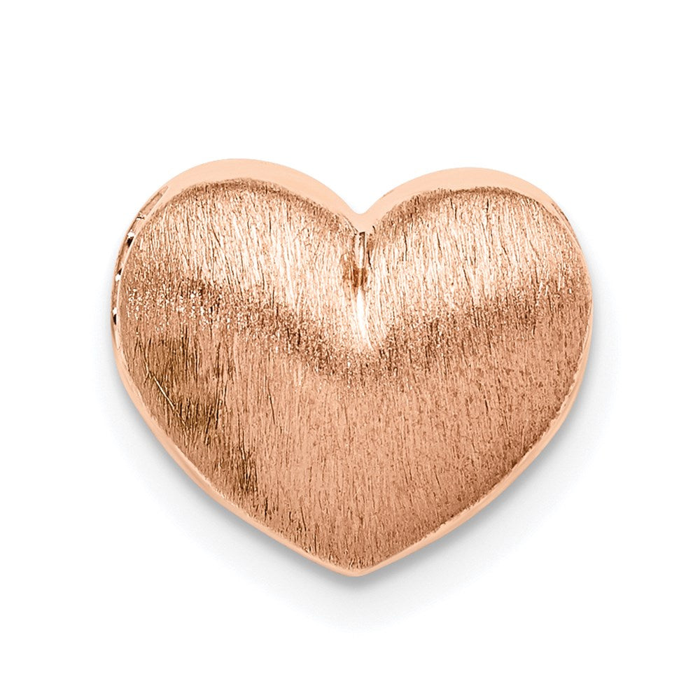 Sterling Silver Rose Gold-plated Scratch Finish Heart Chain Slide