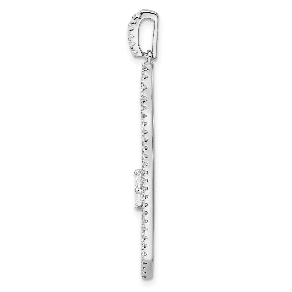 Sterling Silver Rhodium-plated Polished Fancy CZ Pendant
