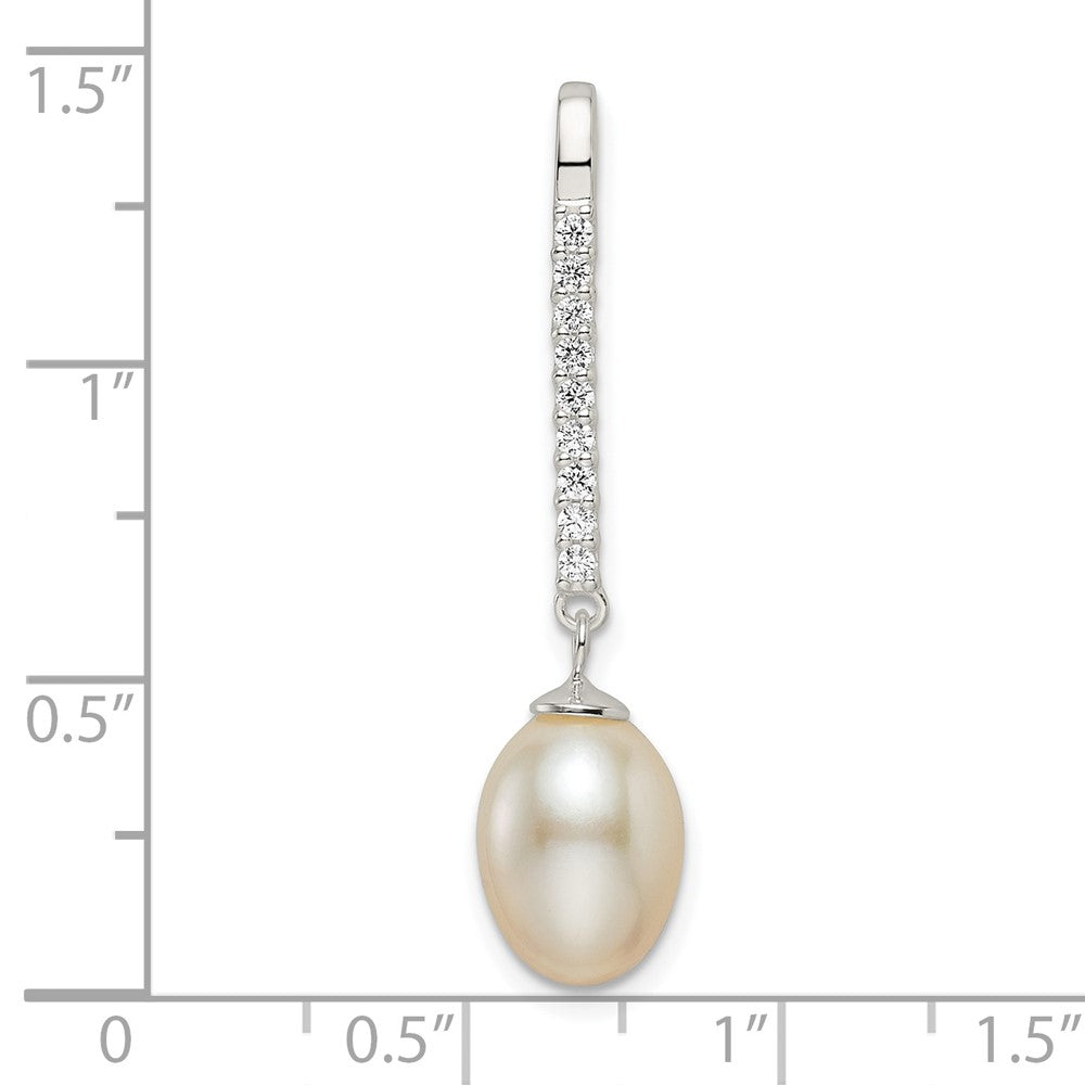 Sterling Silver Polished CZ Glass Bead Pendant