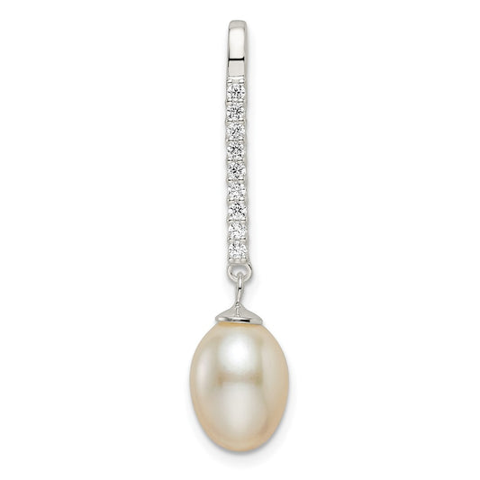 Sterling Silver Polished CZ Glass Bead Pendant
