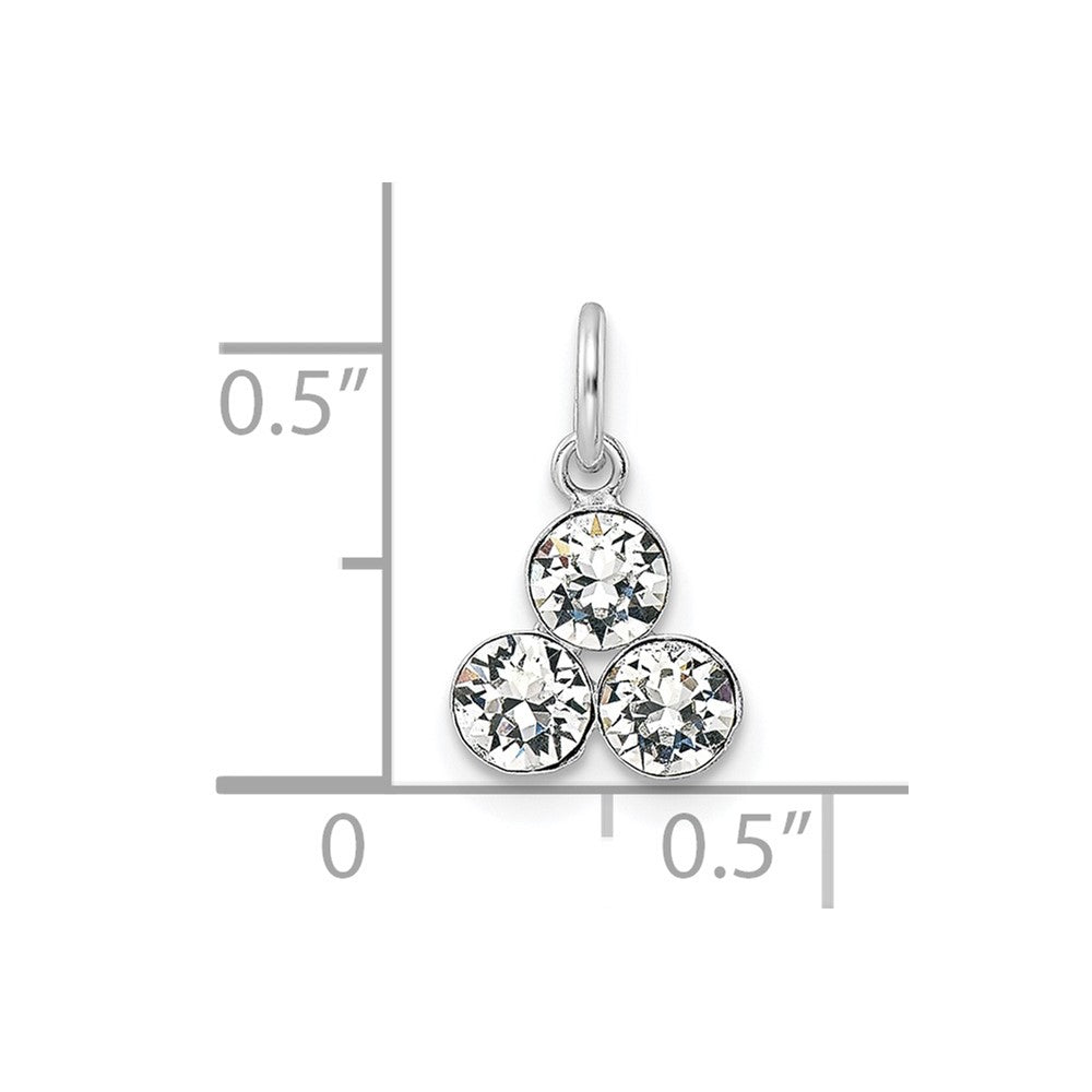 Sterling Silver RH-plated Crystal 3-stone Pendant