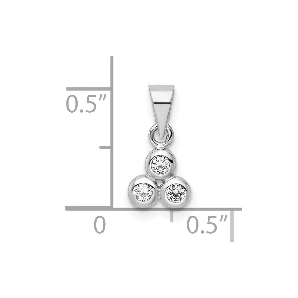 Sterling Silver RH Polished CZ  Pendant