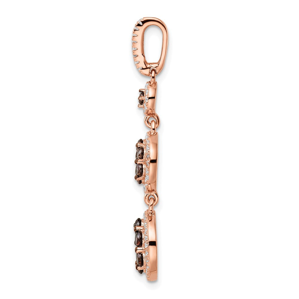 Sterling Silver Rose-tone Black Rhodium-plated CZ Fancy Dangle Pendant