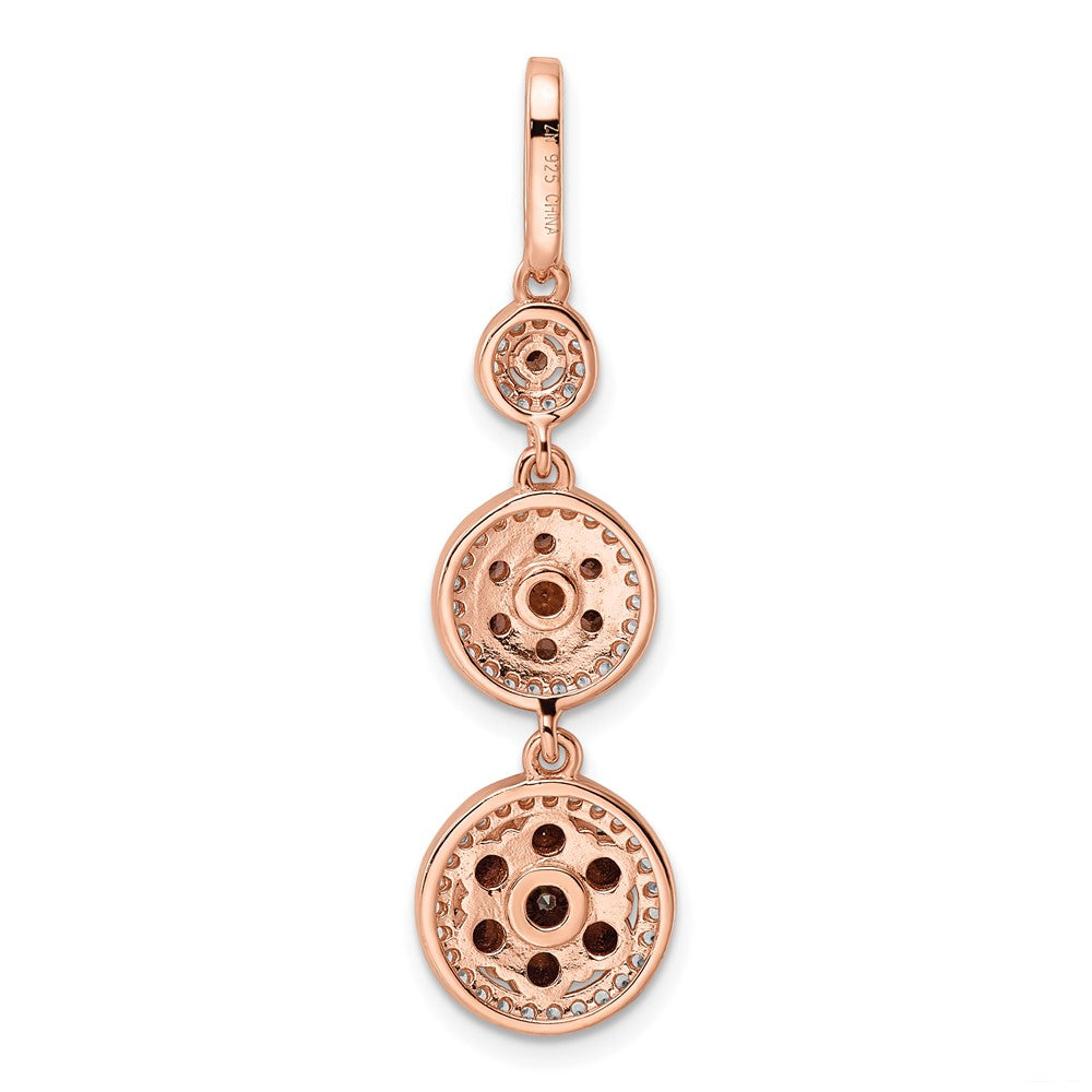 Sterling Silver Rose-tone Black Rhodium-plated CZ Fancy Dangle Pendant