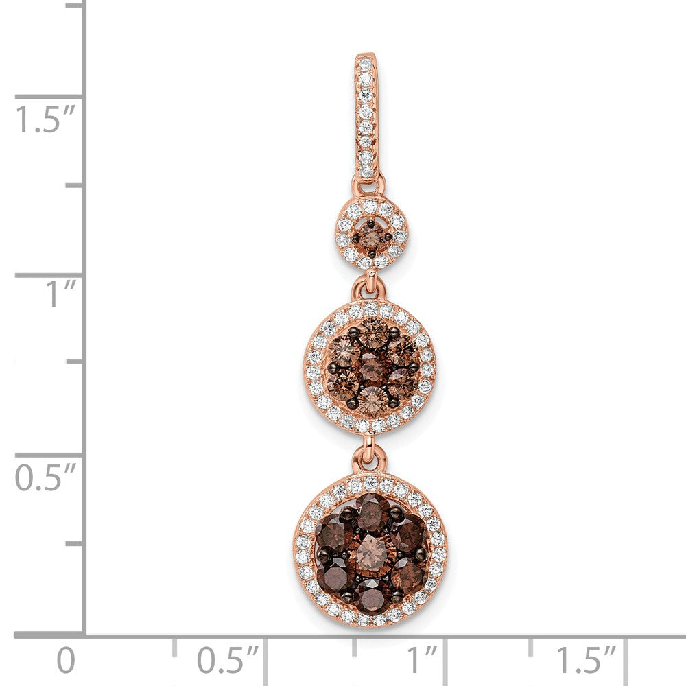 Sterling Silver Rose-tone Black Rhodium-plated CZ Fancy Dangle Pendant