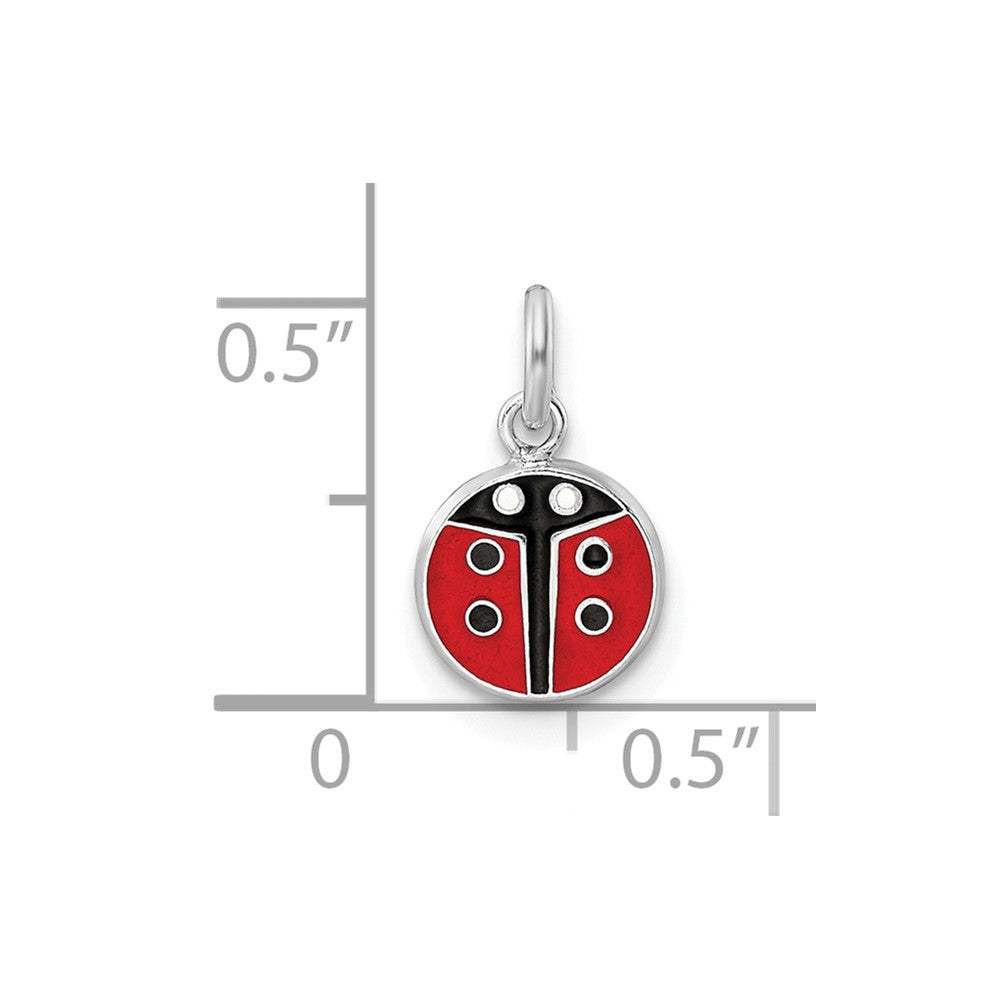 Sterling Silver RH-plated Red & Black Enamel Ladybug Children's Pendant