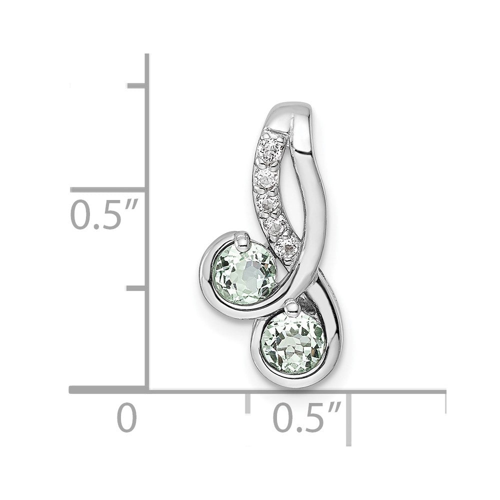 SterlingSilver Rhod-plated .5t.w. GreenQuartz/White Topaz Pendant