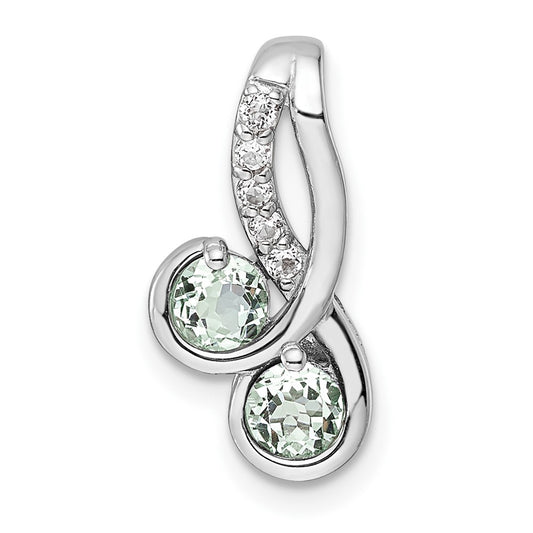 SterlingSilver Rhod-plated .5t.w. GreenQuartz/White Topaz Pendant