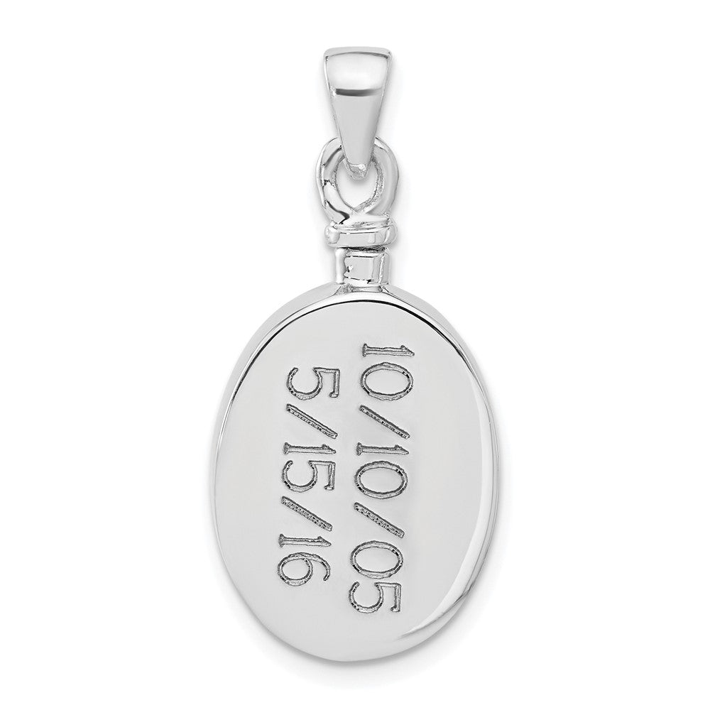 Sterling Silver Rhodium-plated Enamel Oval with Dog Ash Holder Pendant