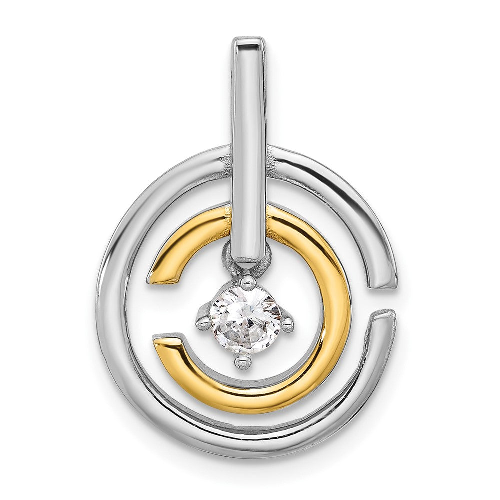 Sterling Silver Rhodium-plated Gold-tone Polished CZ Circles Chain Slide