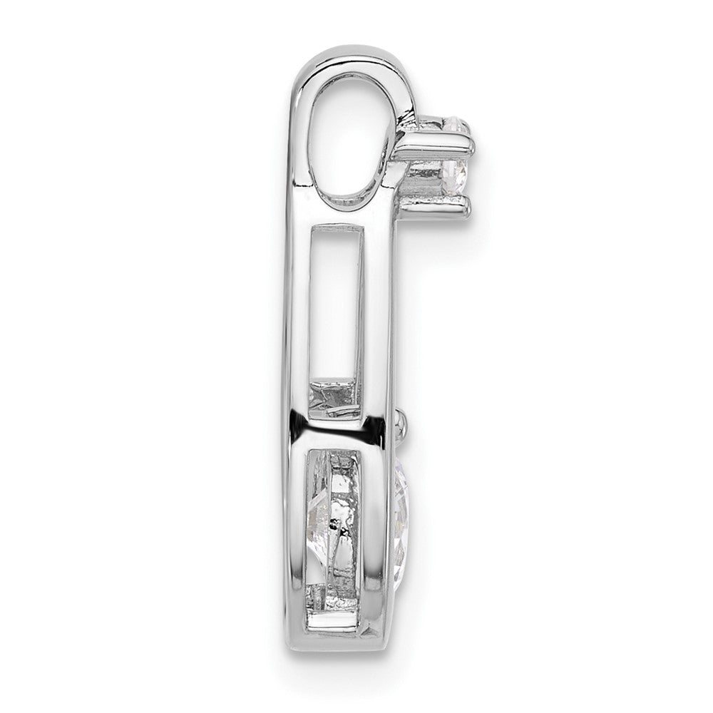 Sterling Silver Rhodium-plated with CZ Teardrop Shape Chain Slide