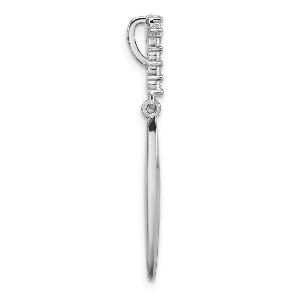 Sterling Silver Rhodium-plated Polished CZ Pointed Chain Slide Pendant
