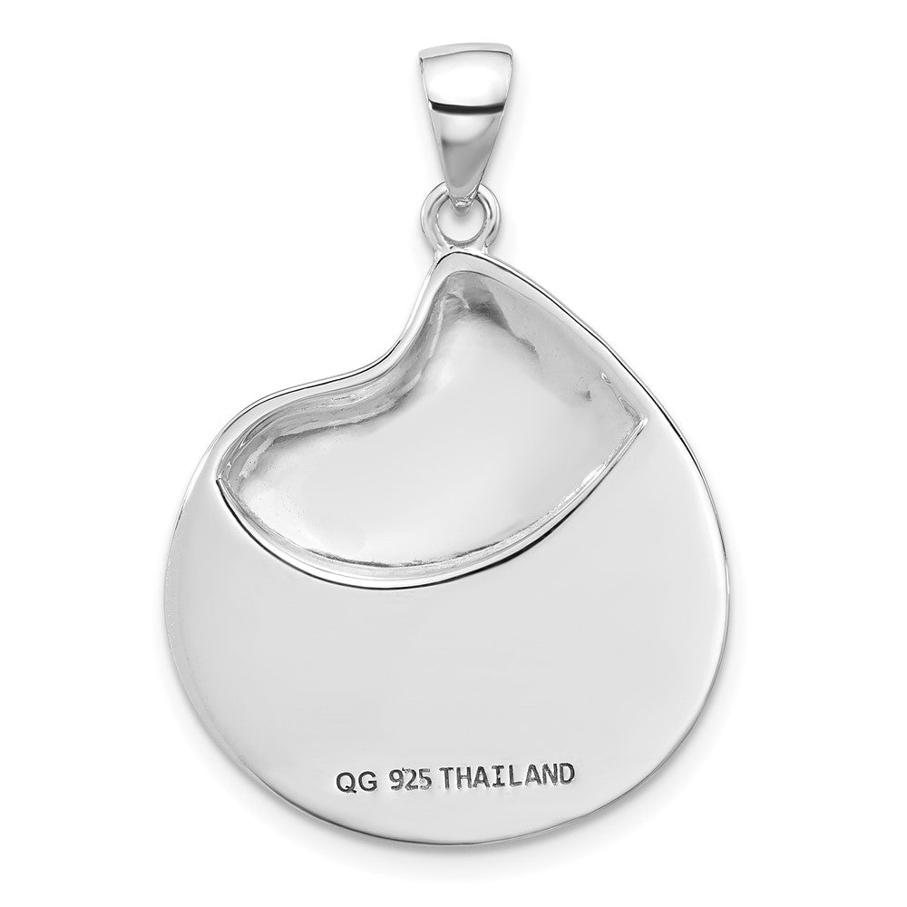 Sterling Silver Rhodium-plated Abalone LIVE THE LIFE YOU LOVE Pendant
