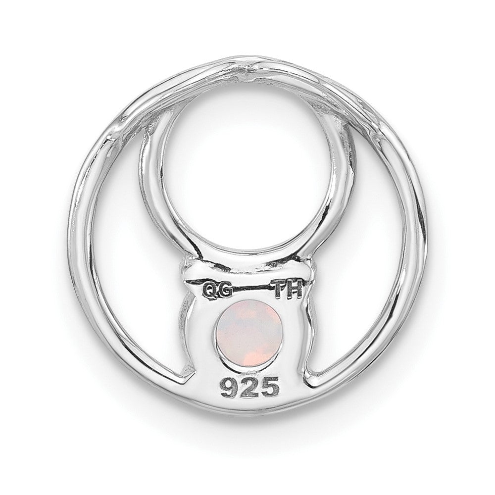 Sterling Silver Rhodium-plated Created Opal Chain Slide Pendant