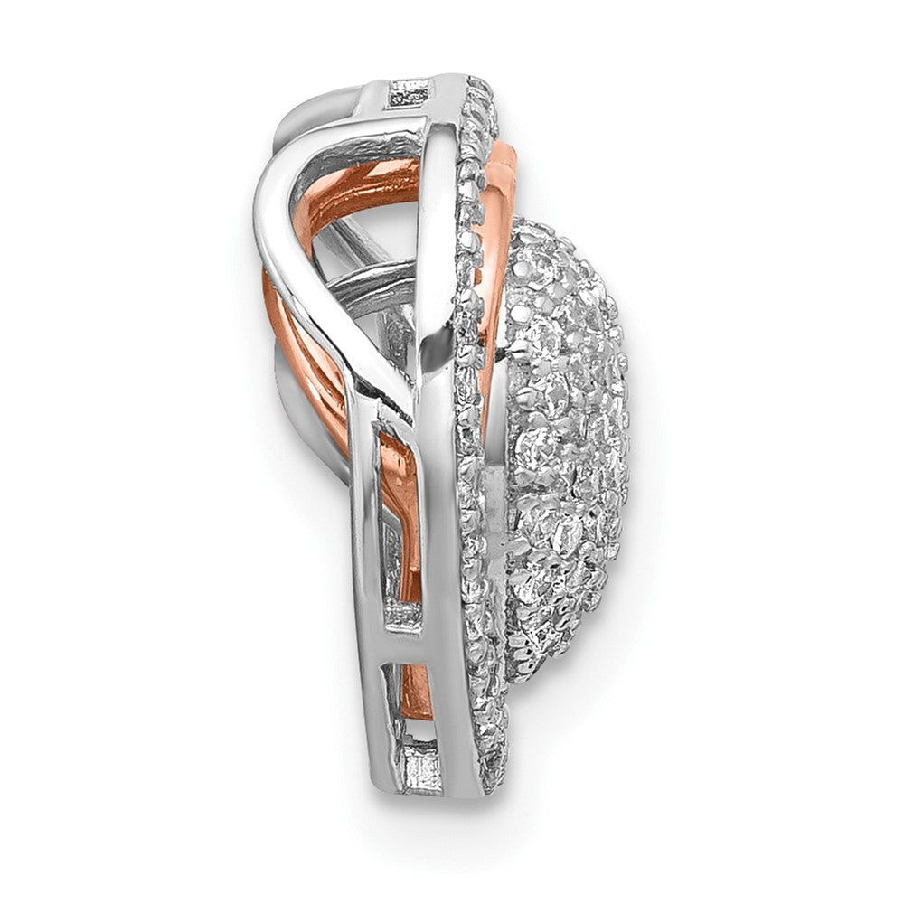 Sterling Silver Rh-plated and Rose-tone CZ 3-piece Interchangeable Heart