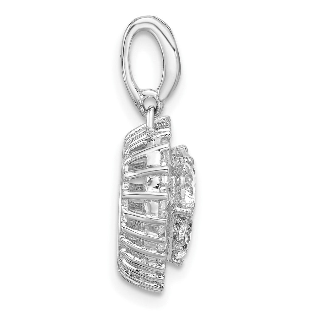 Sterling Silver Rhodium-plated CZ Heart Pendant
