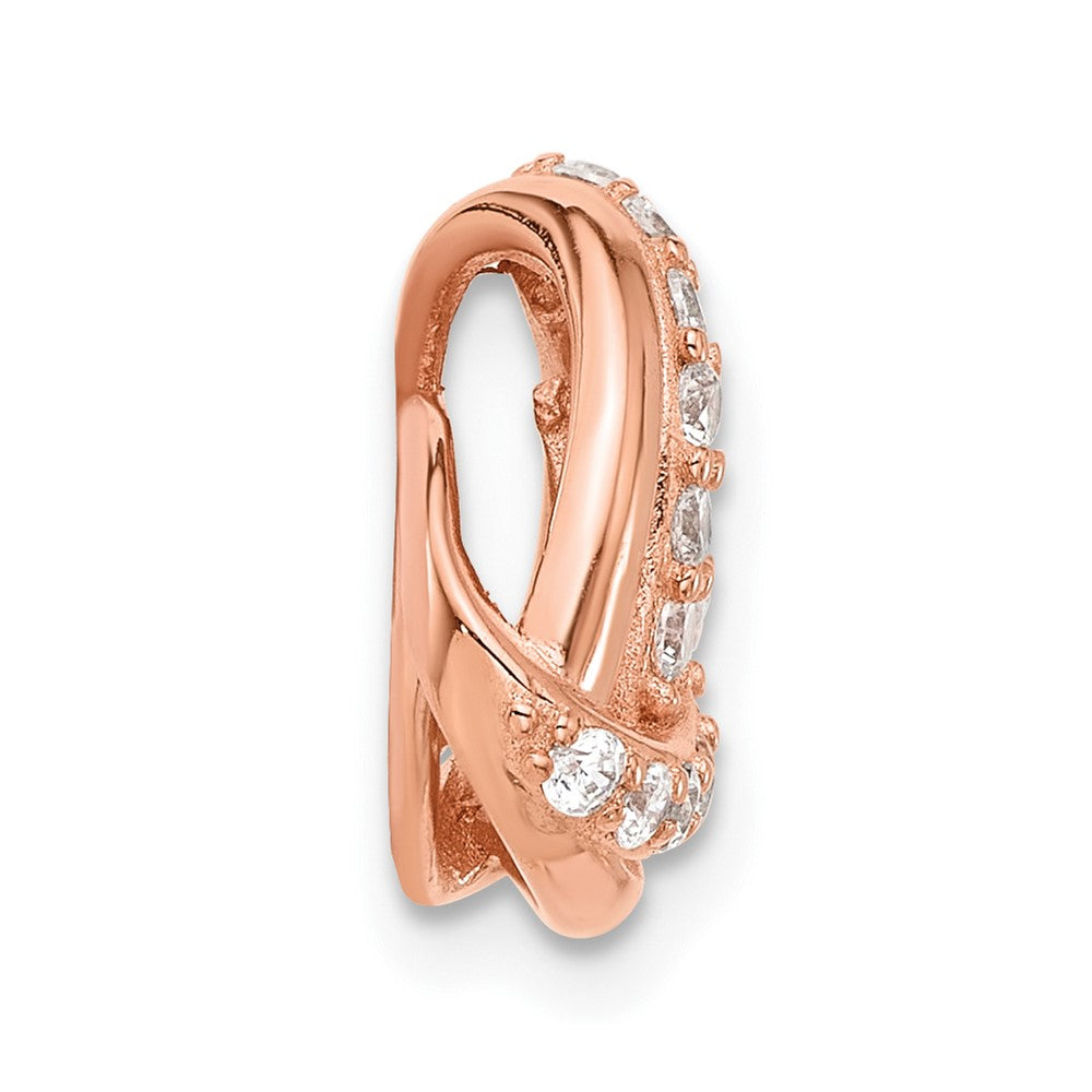 Sterling Silver Rose-tone CZ Knot Slide Pendant