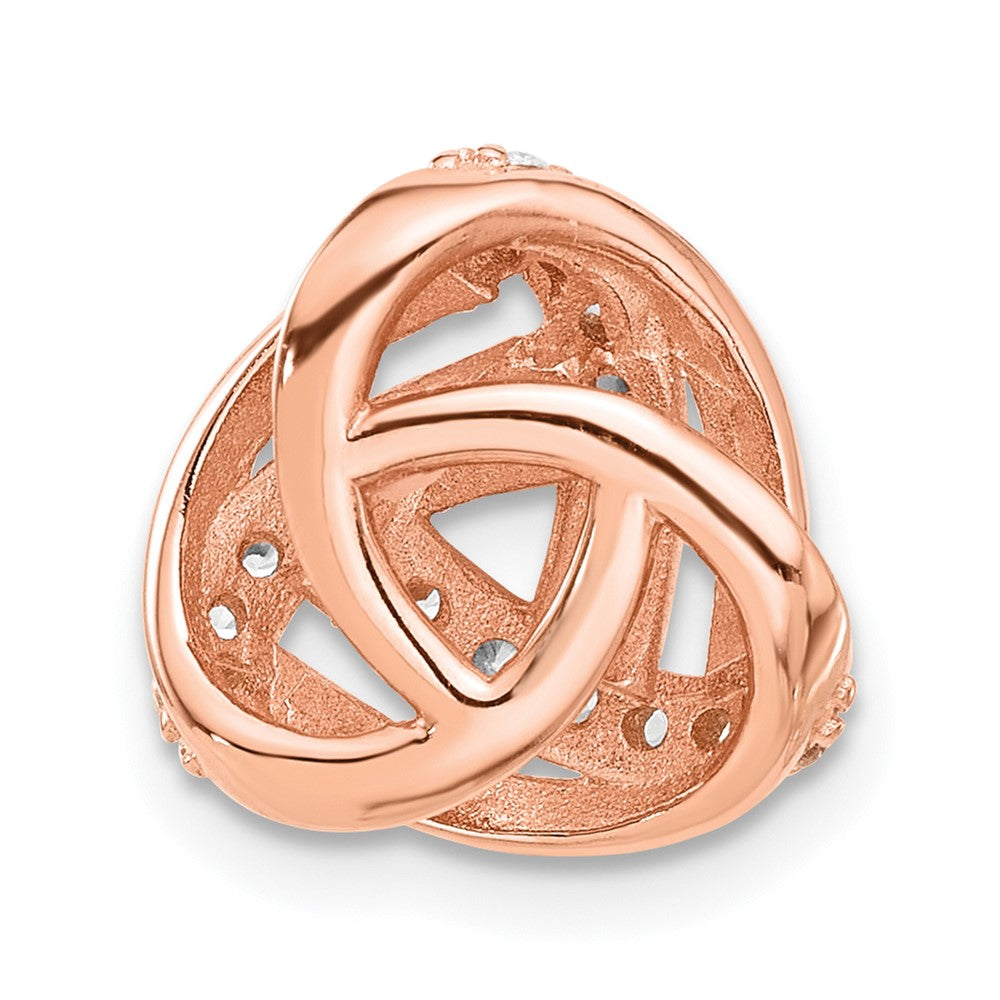 Sterling Silver Rose-tone CZ Knot Slide Pendant