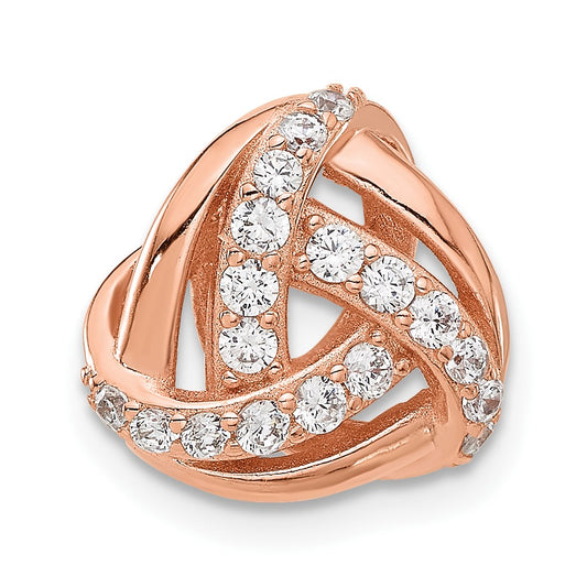 Sterling Silver Rose-tone CZ Knot Slide Pendant