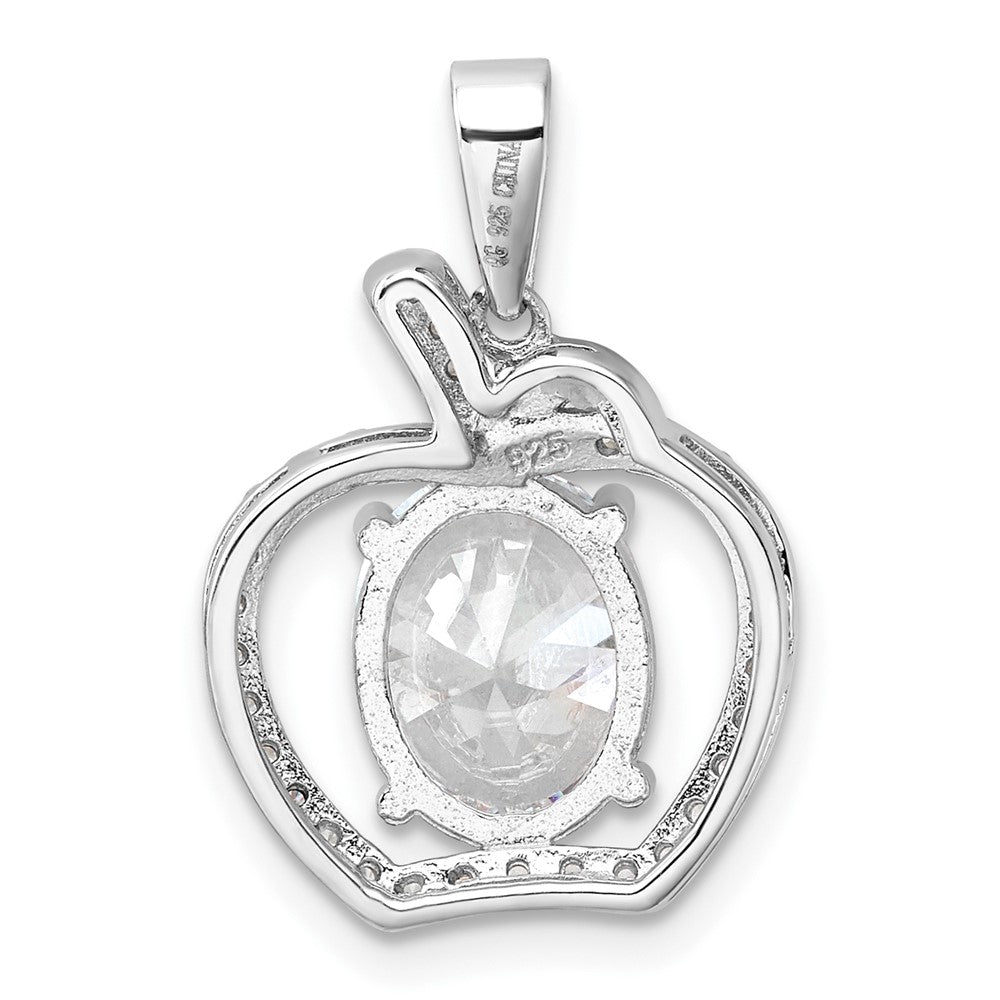 Sterling Silver Rhodium-plated CZ Apple Pendant