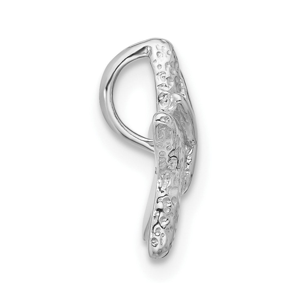 Sterling Silver Rhodium-plated Polished and Textured Starfish Chain Slide