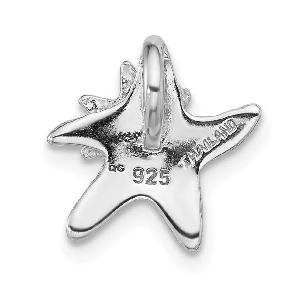 Sterling Silver Rhodium-plated Polished and Textured Starfish Chain Slide