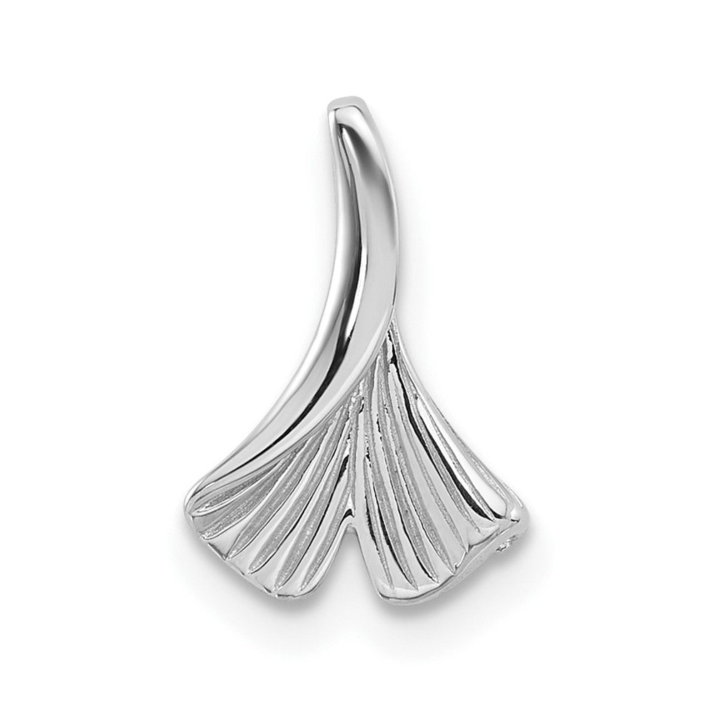 Sterling Silver Rhodium-plated Floral Leaf Chain Slide