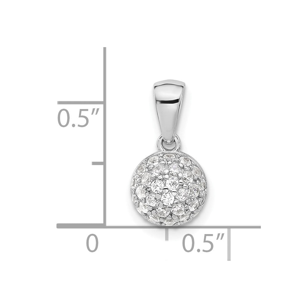 Sterling Silver Rhodium-plated Micro Pav‚ CZ Ball Pendant
