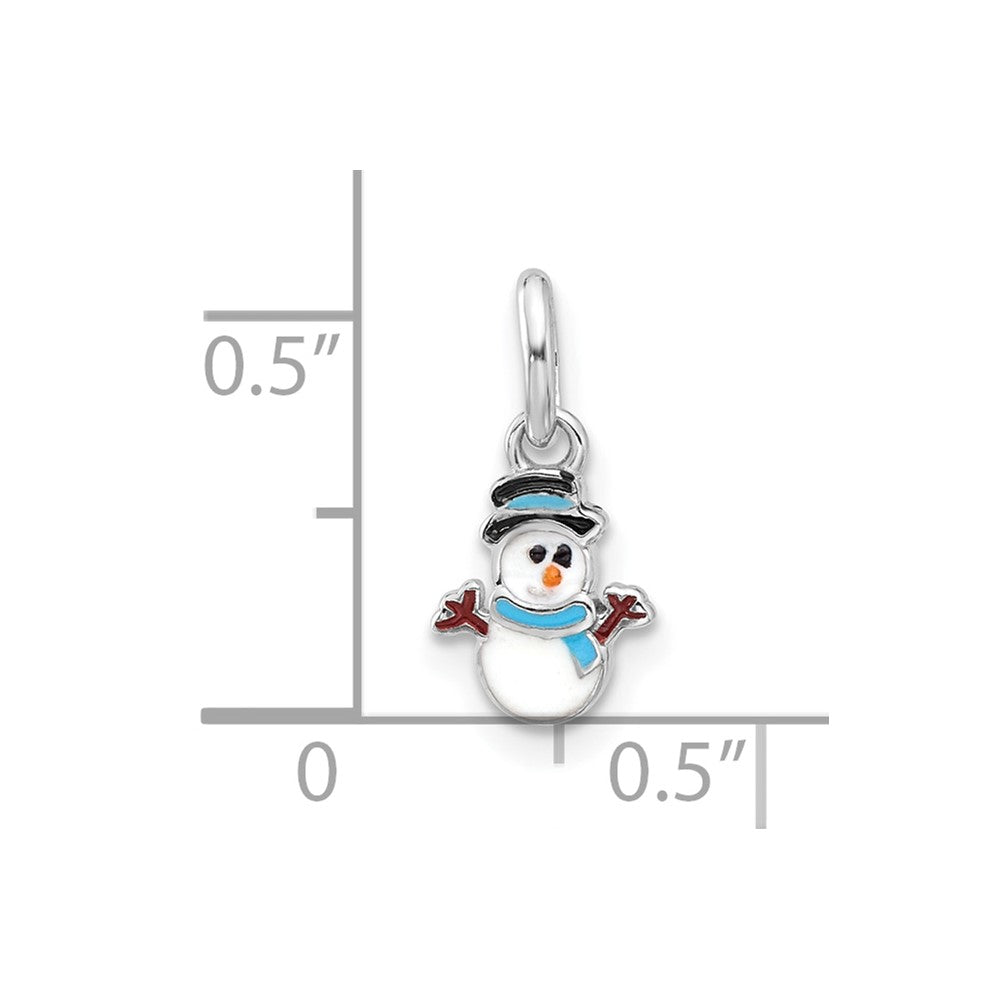 Sterling Silver RH-plated Multicolor Enamel Snowman Children's Pendant